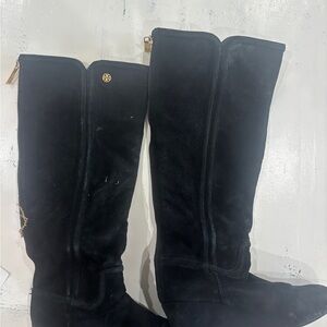 Tory Burch Black Suede Over-the-Knee Zip Boots